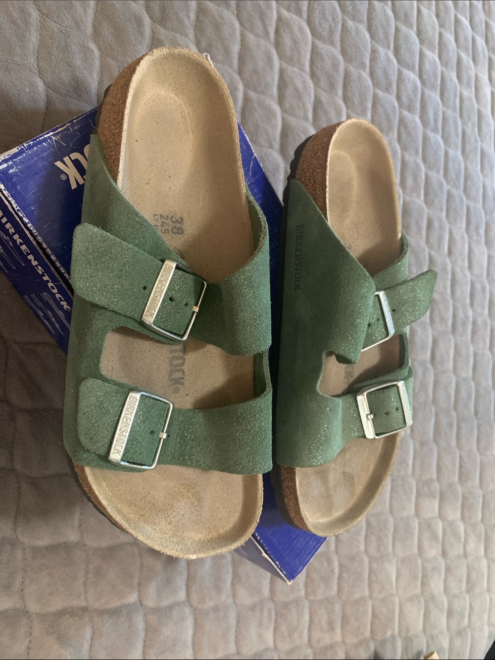 Birkenstock Arizona Suede Sandal in Olive Green - Picture 4 of 4